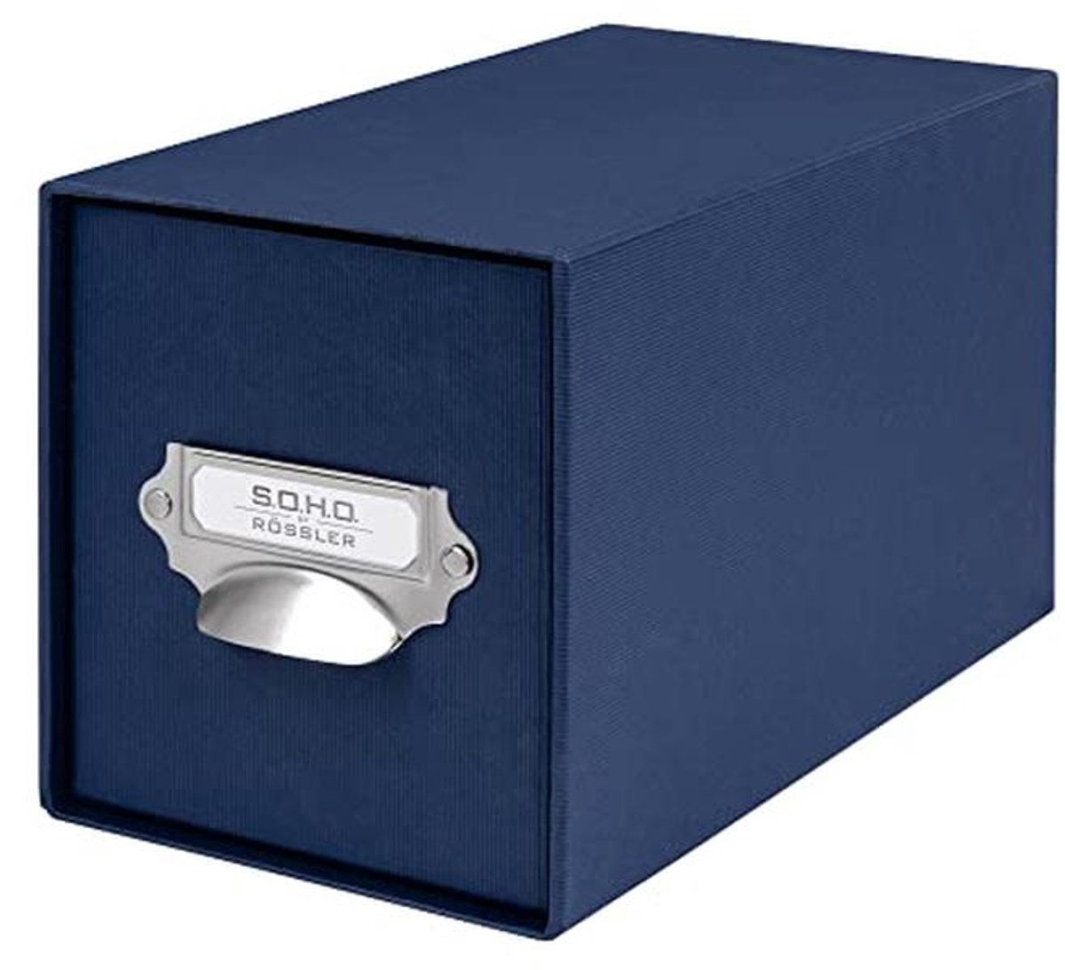 CD Opbergdoos met Metalen Index Houder - Marineblauw