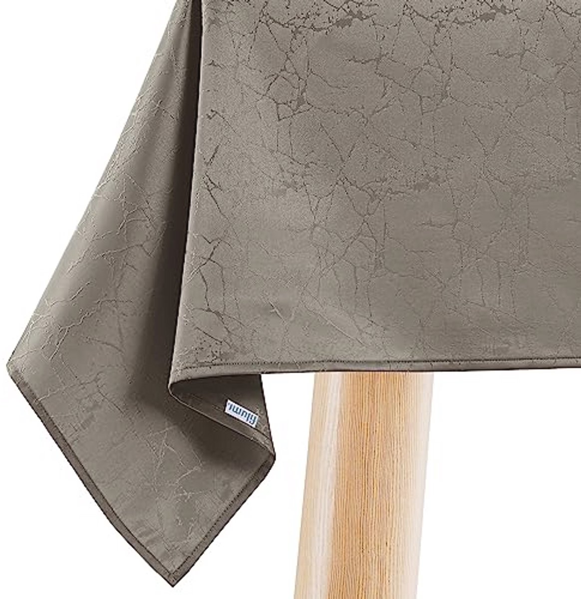 Ovaal Tafelkleed 140 x 240 cm - Beige - Afwasbaar - Marmerpatroon