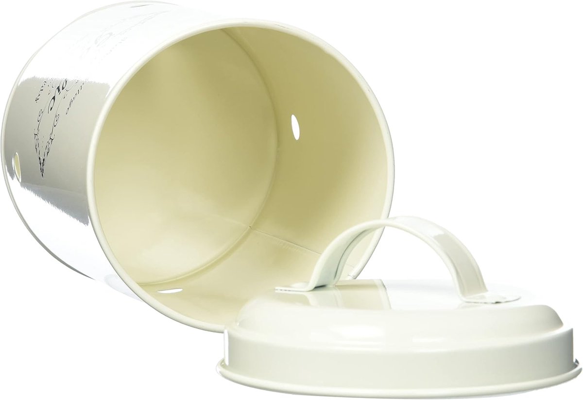Candala Knoflook voorraadpot van fijne kwaliteit, metaal, crème, diameter: 11 cm