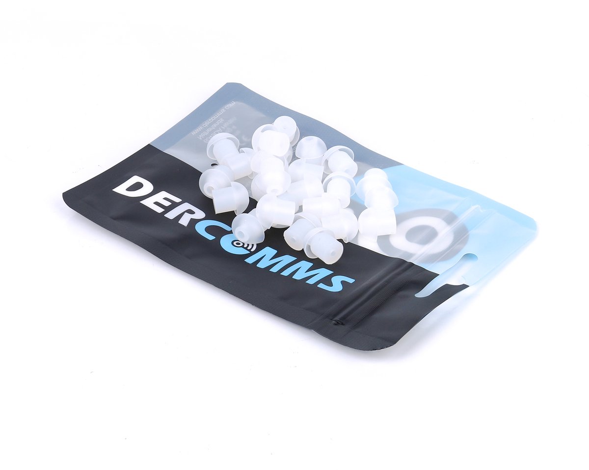 25x DerComms® Eartips voor oa. Kenwood, Motorola, Baofeng, Icom, Midland, Sepura, Talkabout, TLKR & Twintalker Walkie Talkies Portofoons - Wit
