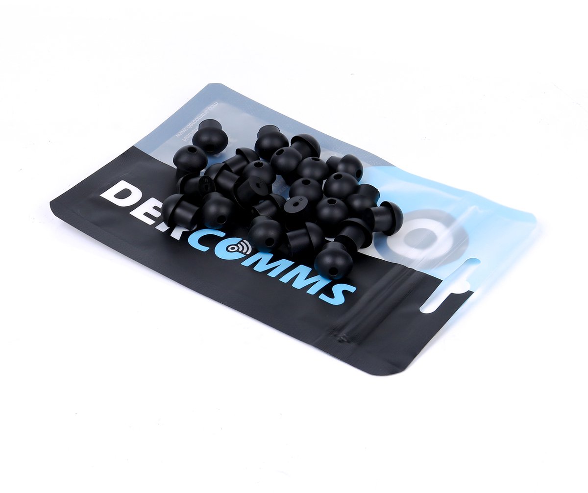25x DerComms® Eartips voor oa. Kenwood, Motorola, Baofeng, Icom, Midland, Sepura, Talkabout, TLKR & Twintalker Walkie Talkies Portofoons - Zwart