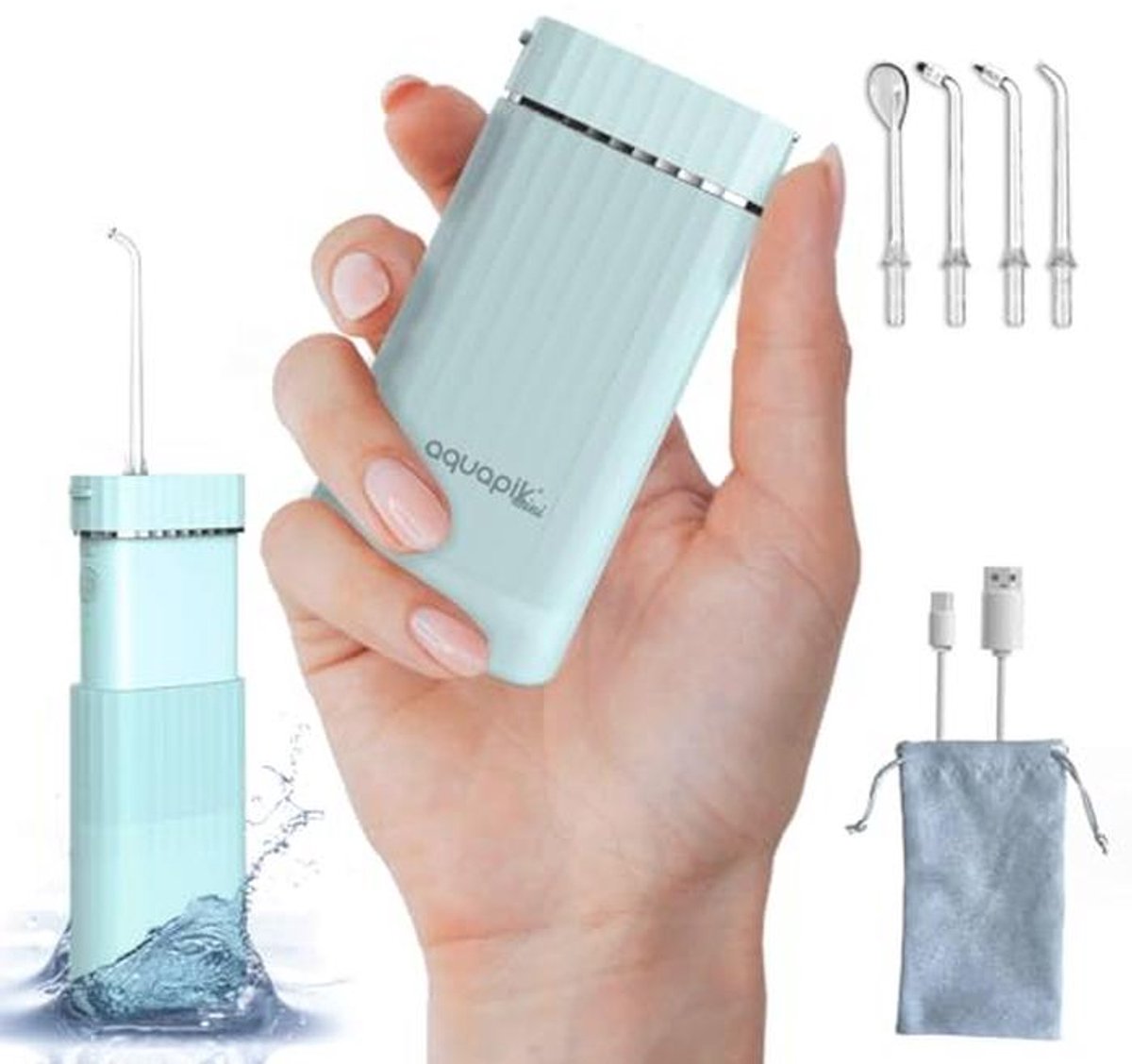 Draagbare mini-monddouche met 3 gebruiksmodi en IPX7 waterdicht, ideaal voor op reis