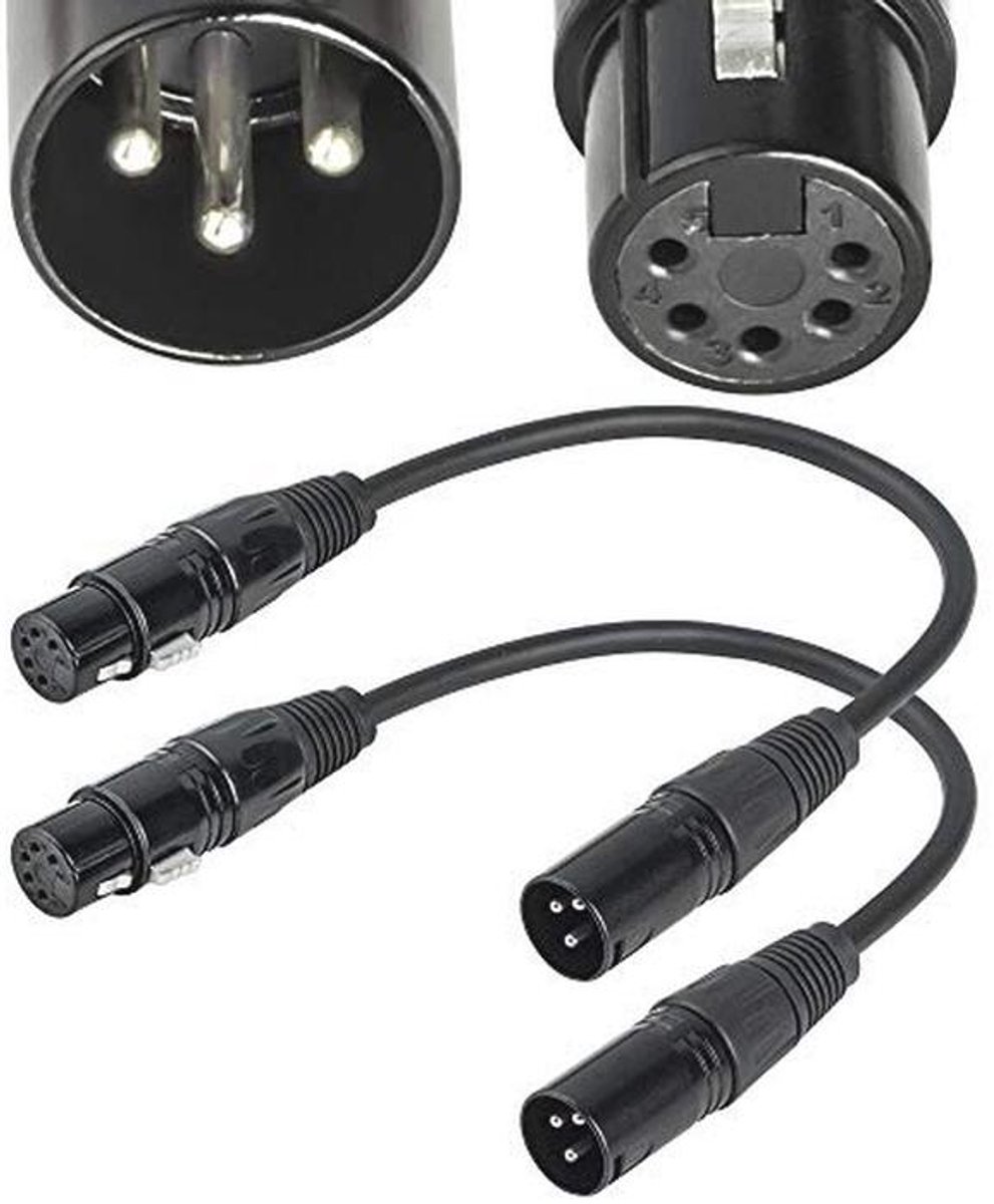 XLR Mannelijke 3-pins naar Vrouwelijke 5-pins DMX Adapterkabel (30,5 cm / 2-Pack)