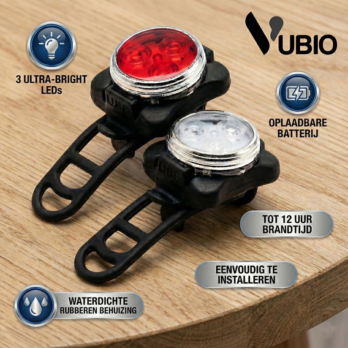 Vubio LED Fietsverlichting - USB Set thumbnail 3