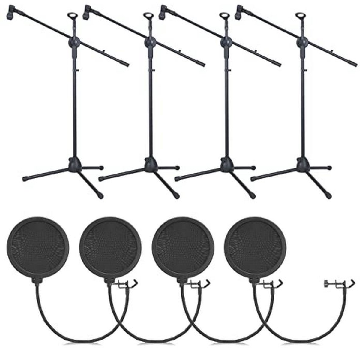 Verstelbare Microfoonstandaards Set van 4 voor Livestream en Optredens - Max. Hoogte 152,5 cm