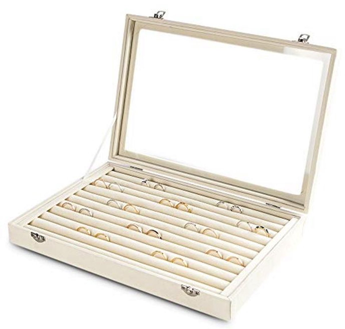 Sieraden Organizer met Velvet en Doorzichtig Deksel - 10-vaks