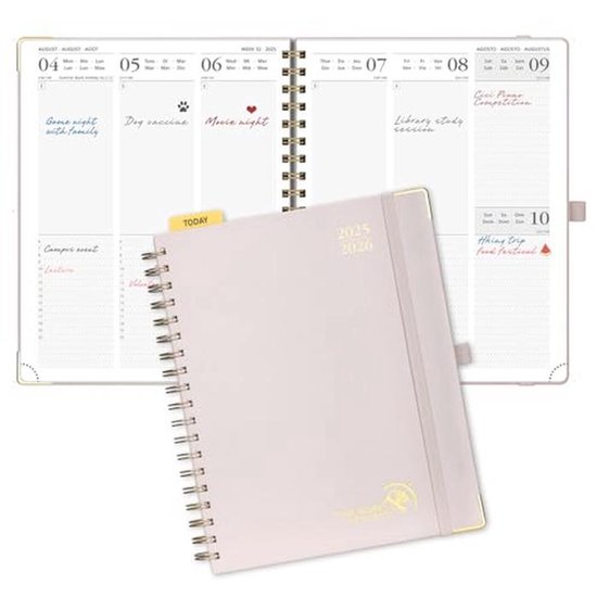 Foto: Poprun agenda 2025 2026 weekly planner 25 5 x 21 5 cm from aug 25 dec 26 vertical school planner for 17 months with hard cover and spiral binding paper 80 gsm light pink