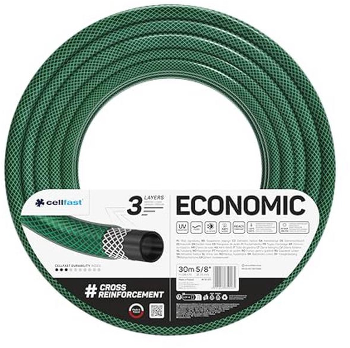 Tuinslang 5/8" x 30 m, 3-laags, transparant groen voor optimale tuinverzorging