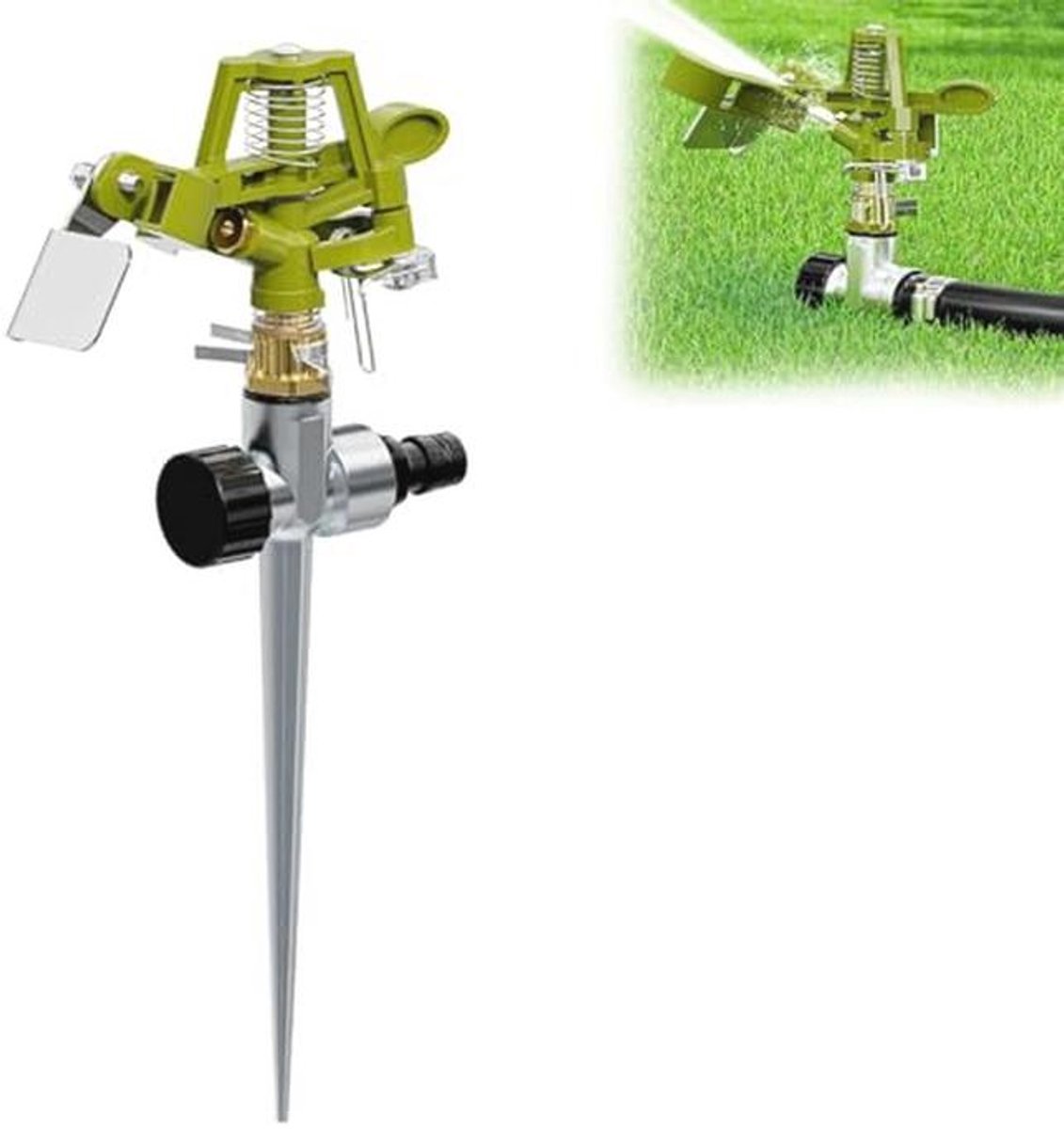 360 Graden Gazonsproeier - Roestbestendige Metalen Pulsatie Sproeier voor Tuin en Planten