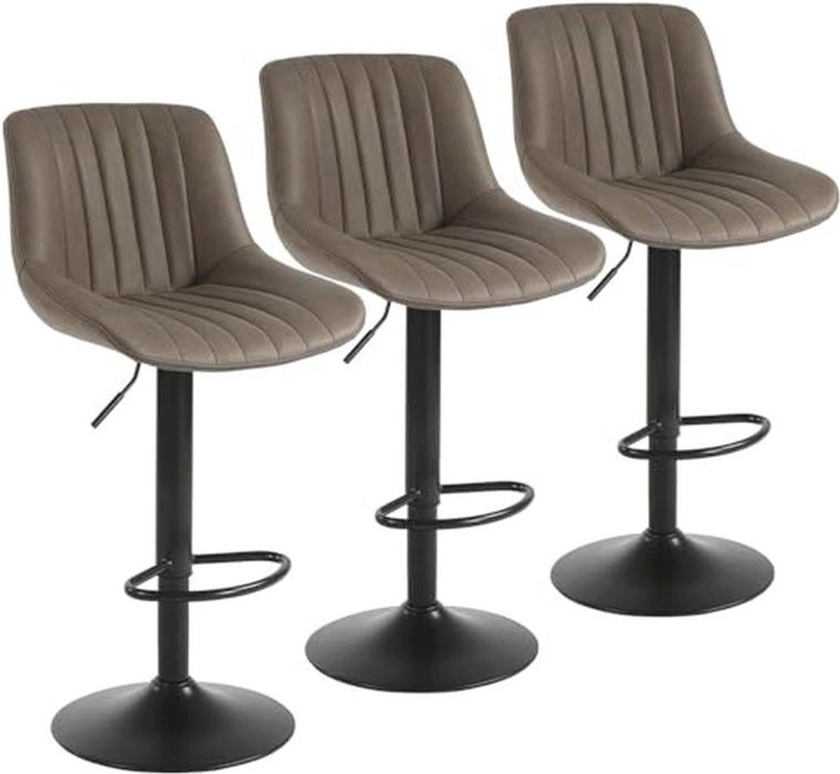 Draaibare Hoge Barkrukken Set - Verstelbare Barkruk met Rugleuning - Modern PU-leer Design