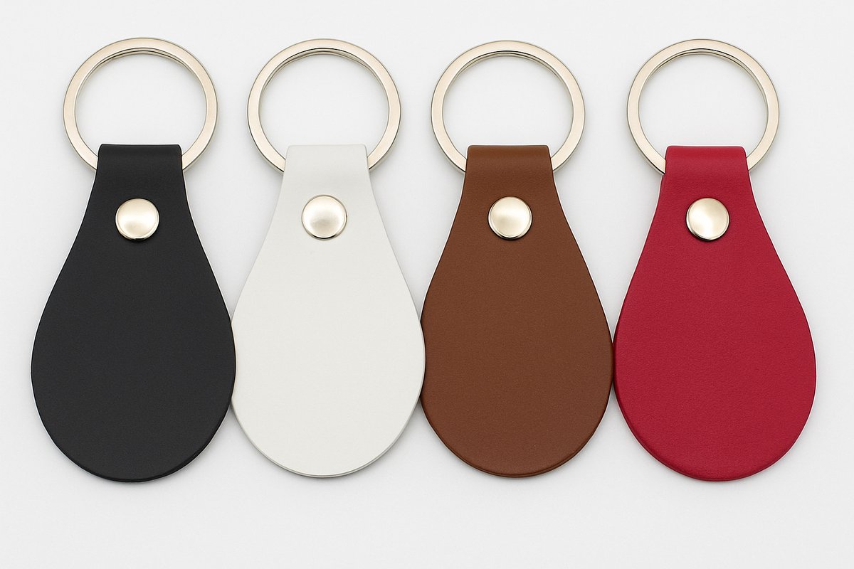 Leren Sleutelhanger – Set van 4 Stuks – 4 Kleuren – Luxe Kunstleer Keychain Met RVS Ring – Duurzaam & Stevig – Sleutelhanger Leer Unisex