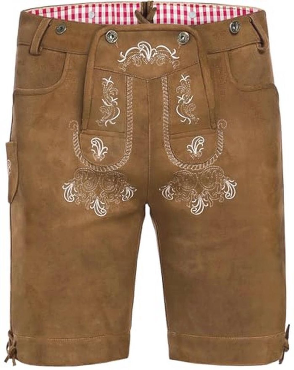 Donkerbruine Lederhose voor Heren - Perfect voor Oktoberfest en Beierse Klederdracht