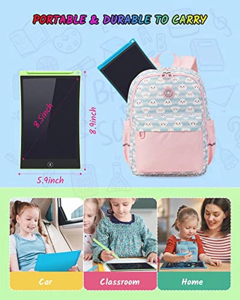 LCD schrijfbord set van 2, 8,5 inch tablet voor kinderen en volwassenen, herbruikbaar en uitwisbaar schrijfblok — cadeau in Gadgets - foto 4
