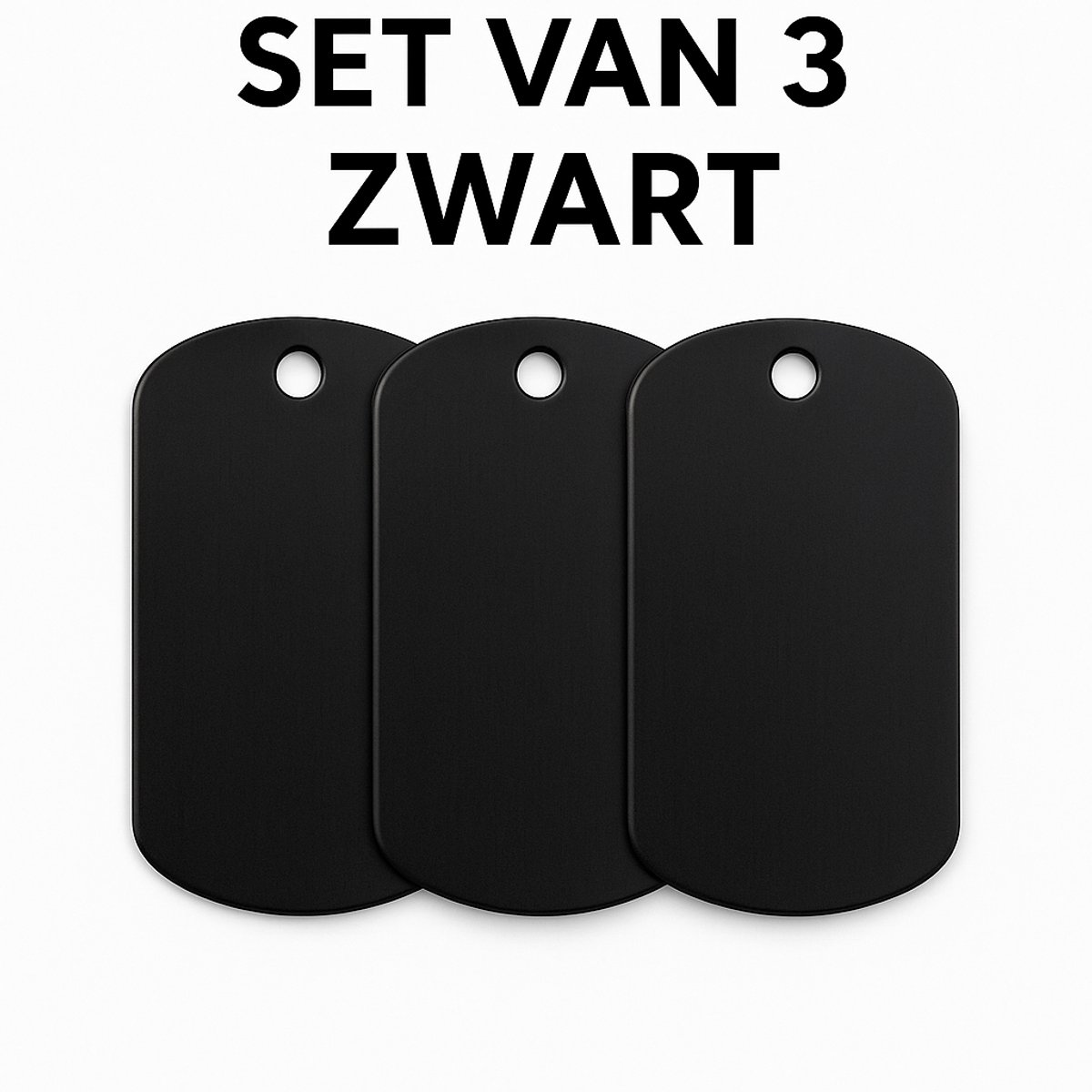 Dogtag Naamplaatjes – Set van 3 - Zwart – Aluminium Hanger Voor Graveren – Lichtgewicht & Krasbestendig – 4 Kleuren Beschikbaar – Sleutelhanger / Pet Tag / ID Tag