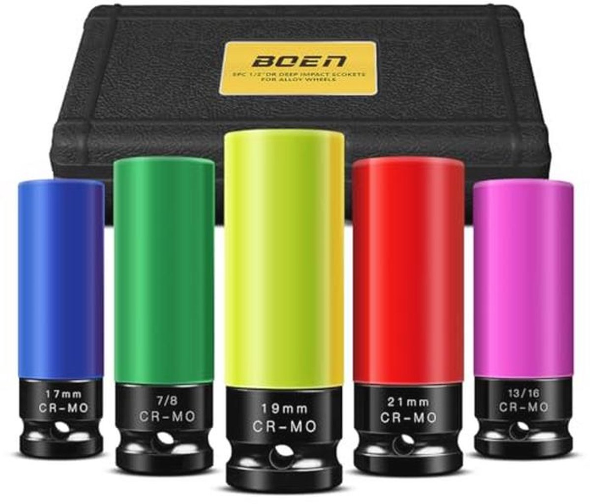 Diepe Impact Socket Set 1/2" Met Afneembare Beschermhoezen - Metrisch en SAE maten - Non-Marring Lug Moeren