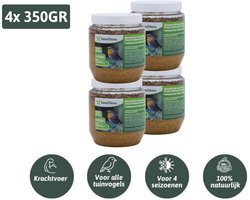 Famiflora vogelpindakaas natural 4x 350GR - Pindakaas voor vogels - Geschikt voor alle tuinvogels zodat ze energieker door de winter komen