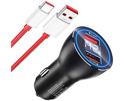 80W SuperVOOC USB-autolader met dubbel USB-poort en Type-C kabel