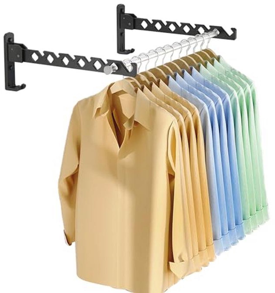 Opvouwbare Muur Gemonteerde Kledinghanger - Aluminium Droogrek met 40cm Hangbaar