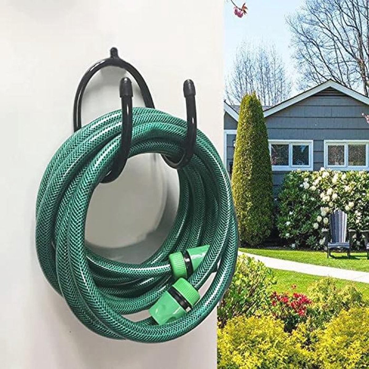 Wandmontage Tuinslanghouder voor 150 voet 5/8 inch Slang - Sterke Metalen Slangbeugel voor Multifunctioneel Gebruik