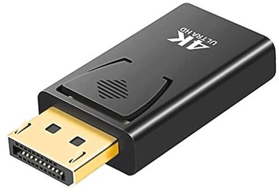 deleyCON DisplayPort naar HDMI-Adapter 4K UHD 2160p - Kabeladapter Stekker DP DisplayPort-Stekker naar HDMI-Bus Vergulde Contacten voor TV Beamer Computer Laptop Notebook
