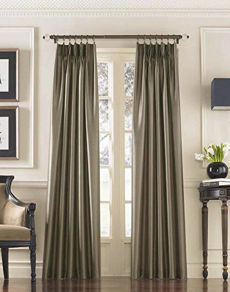 Elegante Faux Zijde Gordijnpaneel met Pinch Plooi, 30x84 Inch, Brons