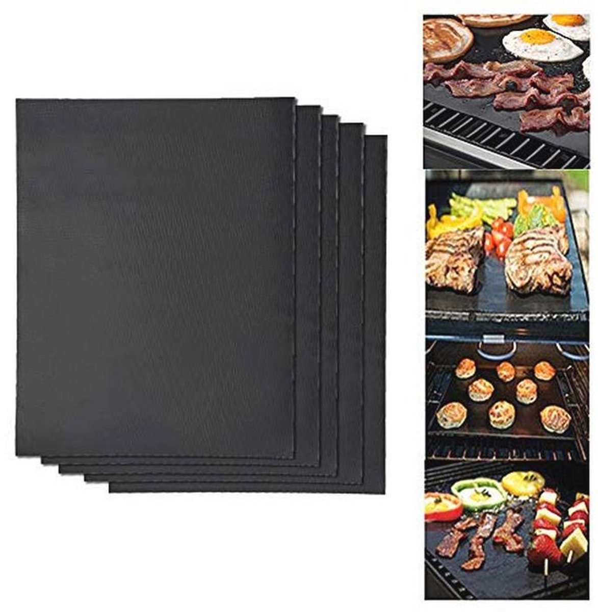 Herbruikbare BBQ-grillmatten set van 2 - Anti-aanbakmatten voor gas- en houtskoolgrillen