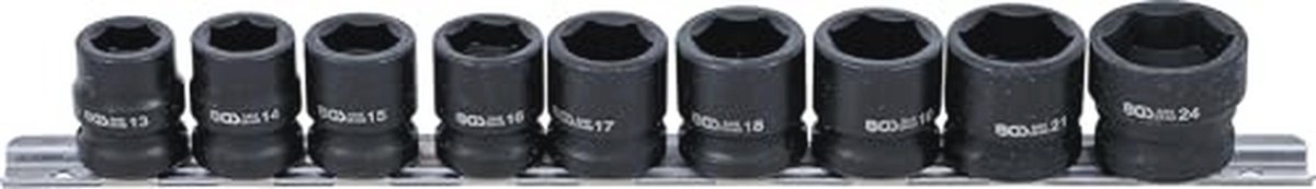 Krachtige Dopsleutelset 12,5 mm | 9-dlg | Zeskant Extra Vlak | 13-24 mm