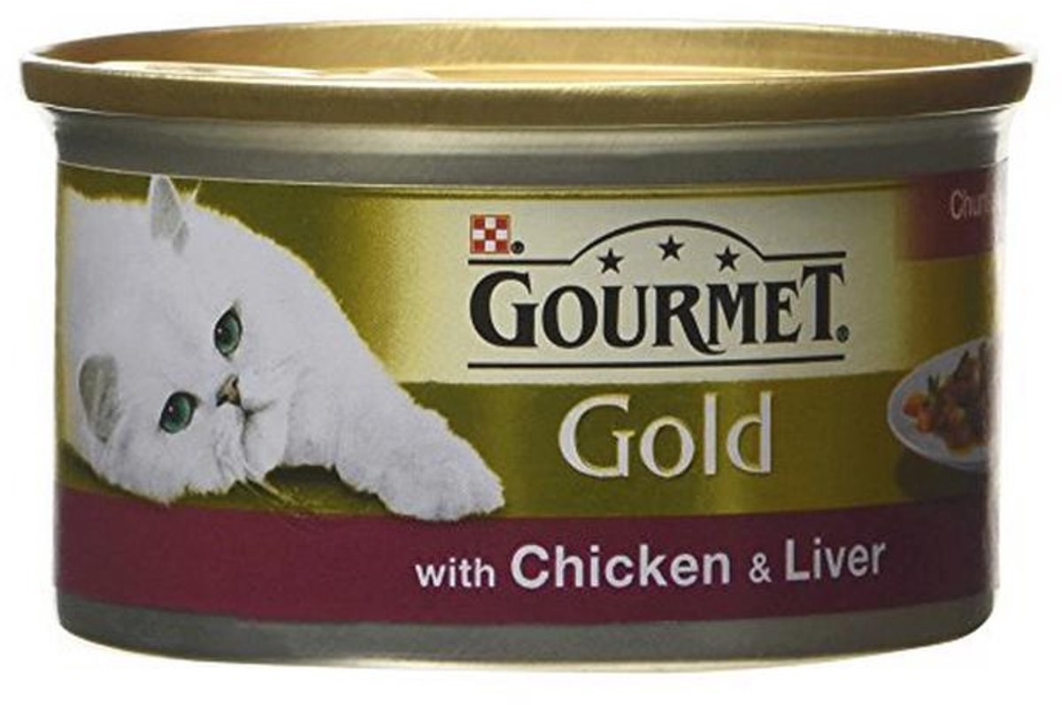 Gourmet Golden Cat Food with Dogs and Liver, 85g