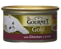 Gourmet Golden Cat Food with Dogs and Liver, 85g