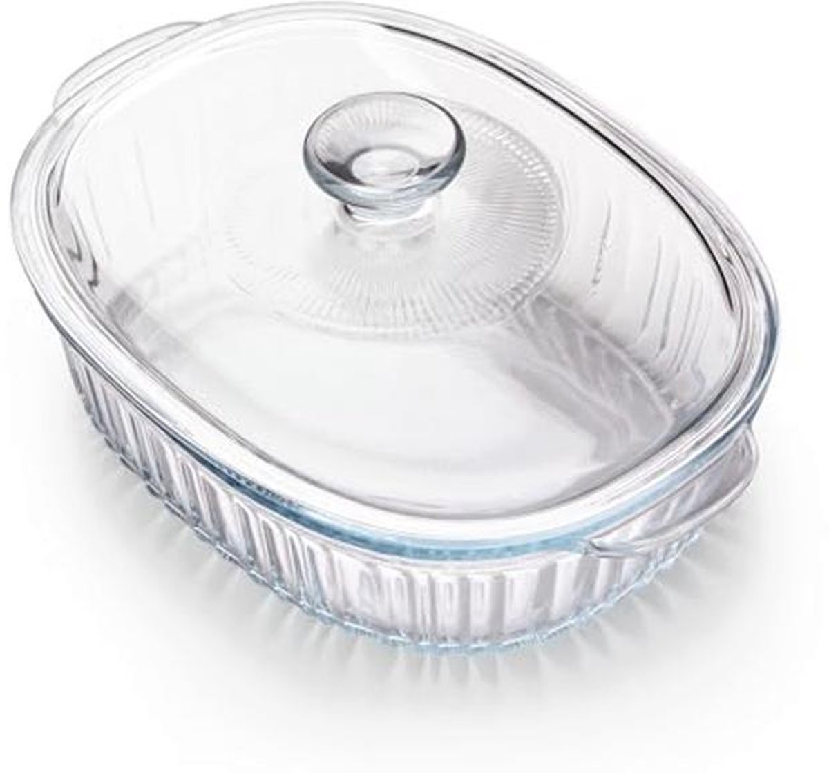 Ovale glazen braadpan 2 liter met deksel - Ovenbestendige braadpan van borosilicaatglas