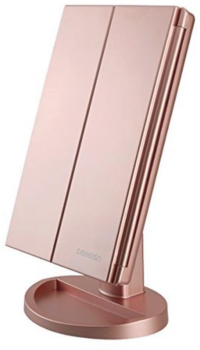 Verlichte Tri-Fold Make-upspiegel met 21 LED-lampen en Vergroting