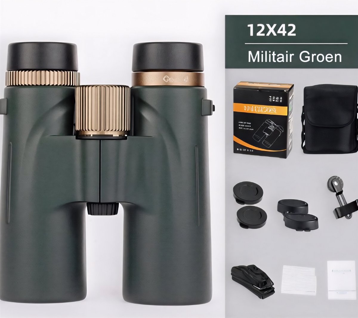 12x42 Professionele Verrekijker met LED Lens en Bak4 Prisma - Ideaal voor Jacht, Reizen en Outdoor Avonturen - IPX7 Waterdicht | Verrekijker voor Jacht, Outdoor Verrekijker, Waterdichte Verrekijker