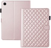 Luxe map Hoesje geschikt voor Samsung Galaxy tab A9 Plus / Tab A11 Plus- tablet hoesje book case cover - roze ruit rooster motief - 11 inch - Samsung A9+ / A11+ - silicone inleg hoes map