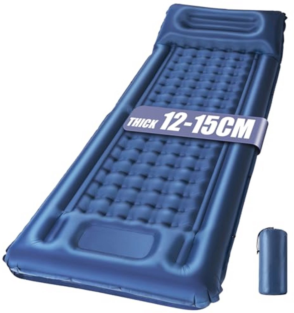 Zelfopblazende Kampeermat met Ingebouwde Pomp | Ultralichte 12CM Dikke Slaapmat | Waterdichte en Koppelbare Luchtmatras voor Backpacken en Kamperen