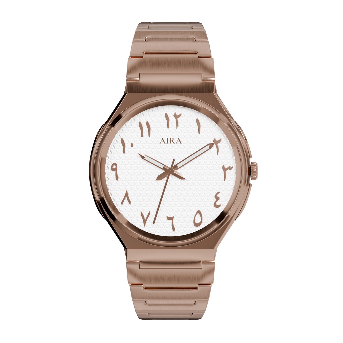 AIRA Fajr Rose Vrouwen Horloge - Waterdicht - Analoog - Quartz uurwerk - Roestvrijstaal met Arabische Wijzerplaat - Rose Goud - 39mm