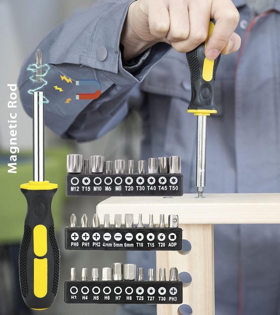 YAR Gereedschapskoffer 98-delig – Complete Toolbox – Gevulde Gereedschapsset – Handgereedschap – Schroevendraaierset – Ratel & Dopsleutelset – Koffer – Ideaal voor Klussen & Cadeau voor Mannen