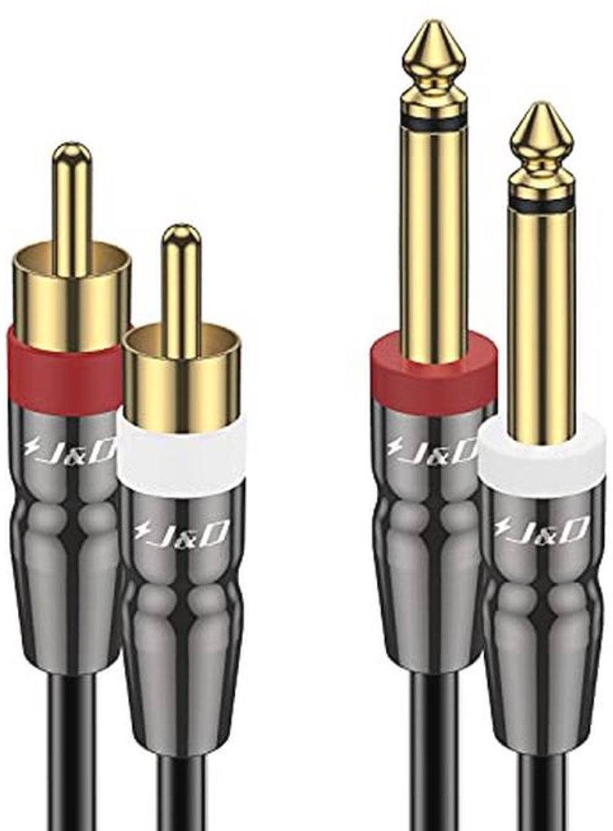 Dubbele 1/4 Inch TS naar Dubbele RCA Kabel - Stereo Audio Interconnect Kabel - 0.9 Meter