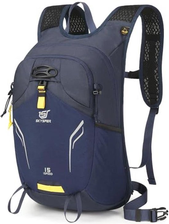 SKYSPER Rugzak voor dames en heren, lichte wandelrugzak, fietsrugzak, ademende dagrugzak voor fietsen, wandelen, outdoor, reizen, zwart, 44 × 26 × 15 cm, Dagrugzak