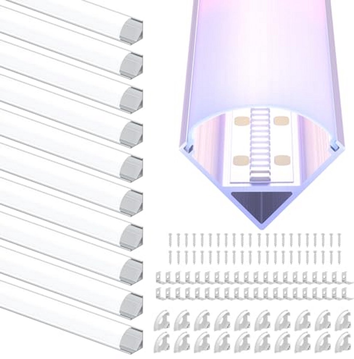 Hoekprofiel 1 meter voor LED-strips - Aluminium U-profiel met matte afdekking