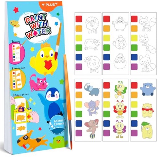 YPLUS Waterverf kleurboek voor kinderen, aquarel schilderpapier voor kinderen van 1-4 jaar, magisch boek, ambachtelijk cadeau, tekening, eenhoorn