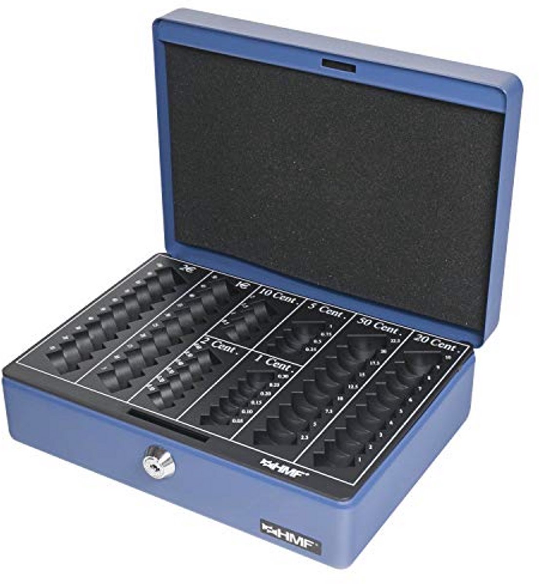 Geldcassette Euro-muntbord 25 x 18 x 9 cm, Blauw