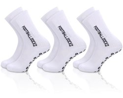3 paar gripsokken voetbal, Gain The Edge Grip sokken, comfortabele antislip sportsok, ademende voetbalsok voor mannen, kinderen, volwassenen, Wit, 39 EU