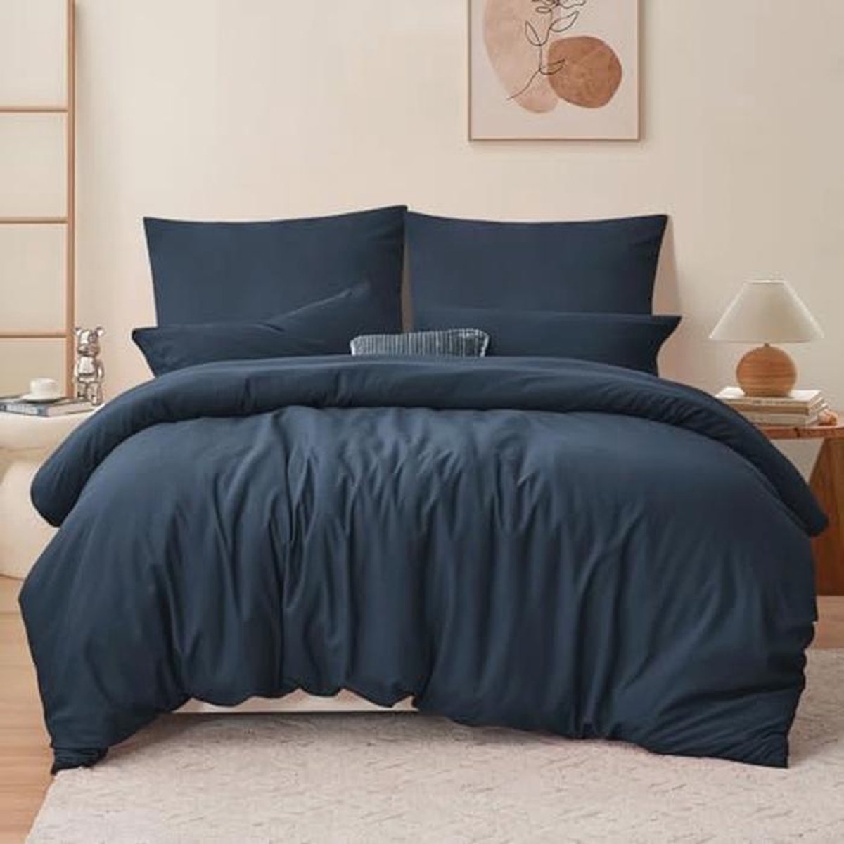 Beddengoedset 220 x 240 cm, 3-delig, Zacht en Strijkvrij Dekbedovertrek en Kussenslopen