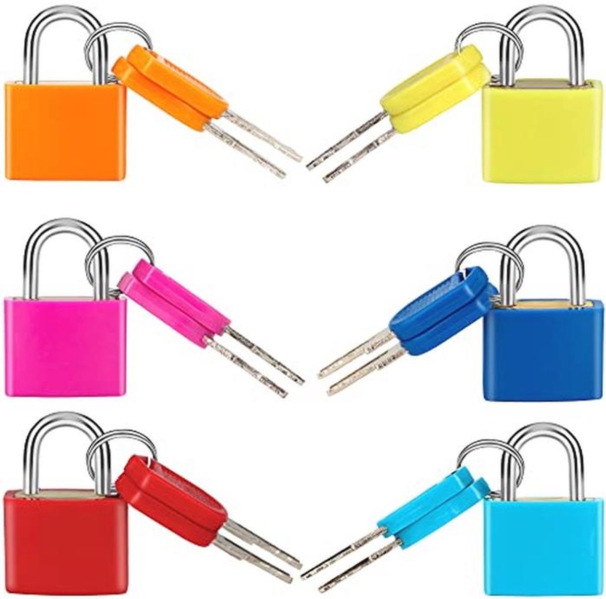 Mini-hangsloten Set van 6 - Koffersloten met Sleutels voor Koffers en Tassen