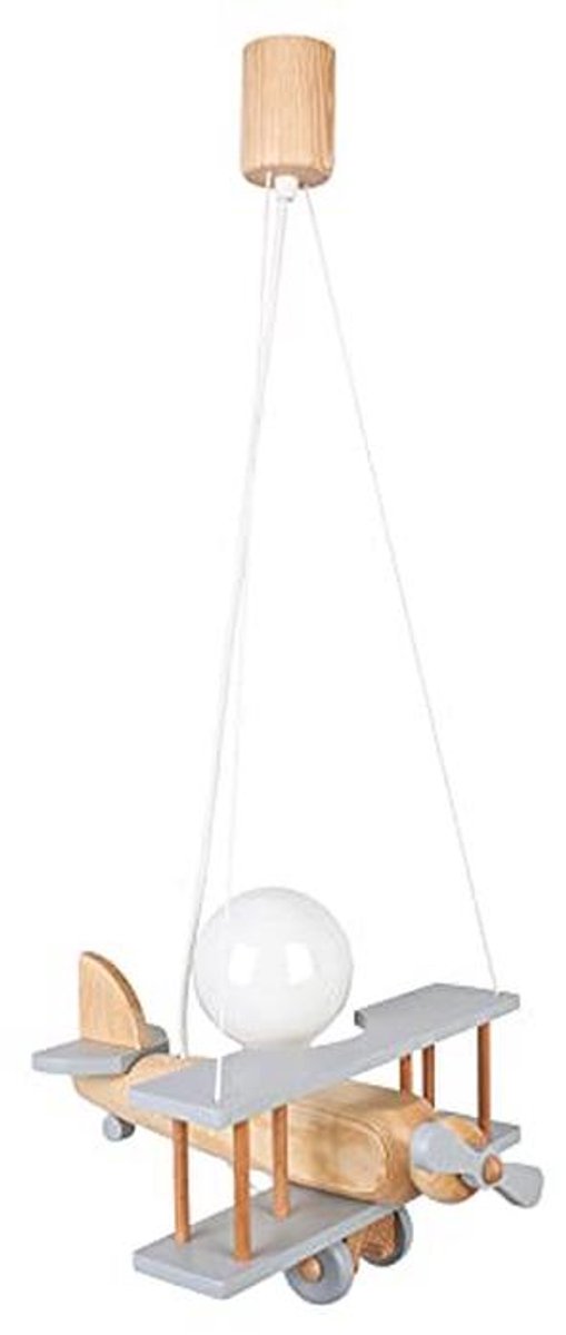 Hanglamp vliegtuig voor kinderkamer - kleurige houten plafondlamp 32 x 30 cm