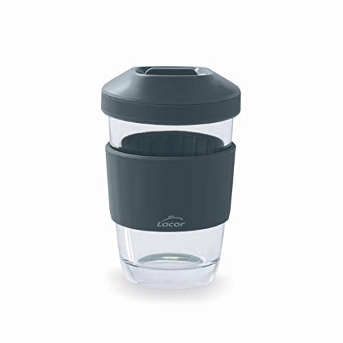 Borosilicaatglas met deksel - herbruikbare antislip drinkbeker - 280 ml