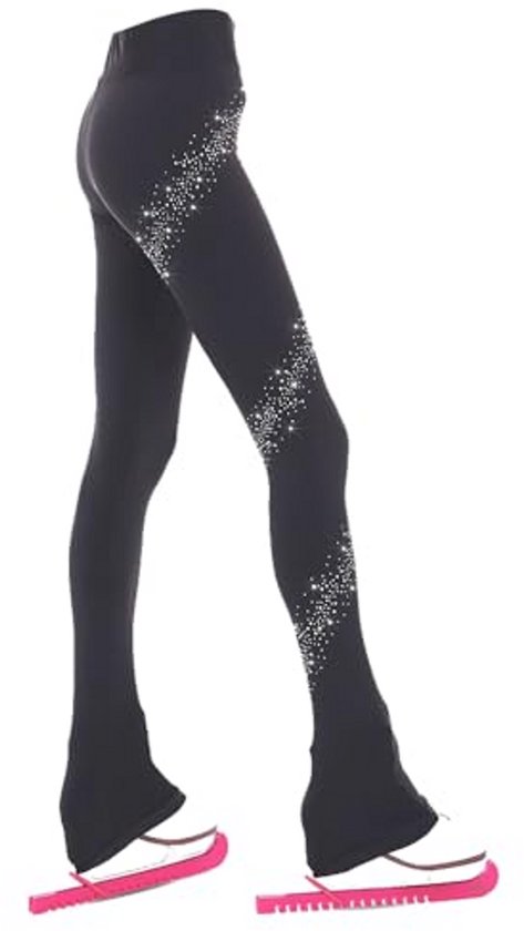 G&F Figuurschaatsen broek dames en meisjes spiraal streep dunne fleece schaatsen broek ademende leggings sportkleding (kleur: roze rood, maat: XXS G&F Figuurschaatsen broek dames en meisjes spiraal streep dunne fleece schaatsen broek ademende leggings sportkleding (kleur: roze rood, maat: XXS