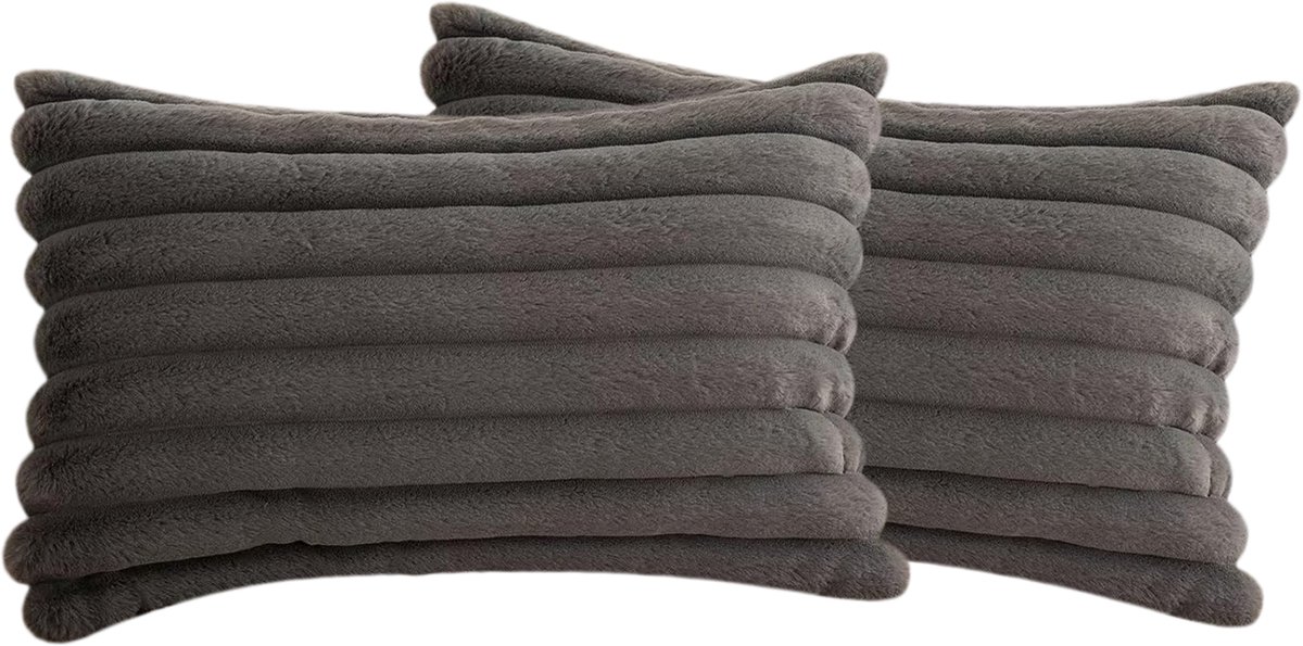 STILVORA Kussenslopen – Sierkussensloop Set Met Kunstpluche, Zachte Kussenslopen Voor Sofa, Auto En Slaapkamer – 30x50 Cm – Fluweel – Grijs