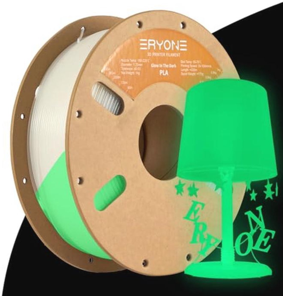 Glow in the Dark PLA Filament 1.75mm - 1KG Spool voor 3D Printers