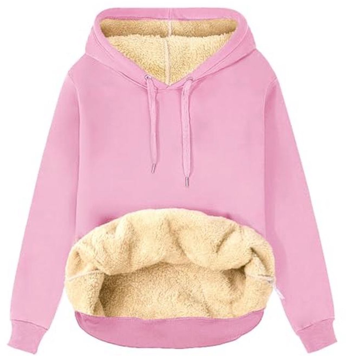 Fleece Gevoerde Hoodie voor Dames - Winter Casual Oversized Sweatshirt met Warme Zakken